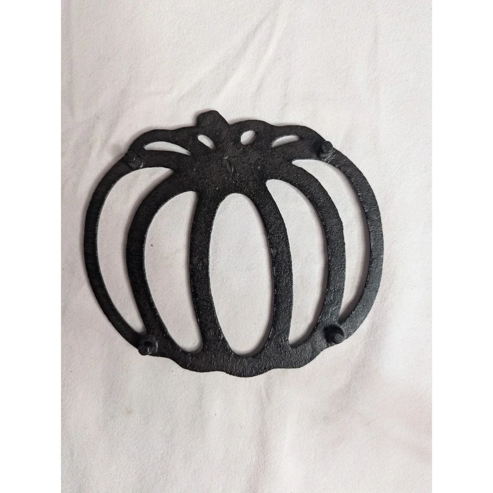 Vintage trivet cast iron metal open design Pumpkin shape